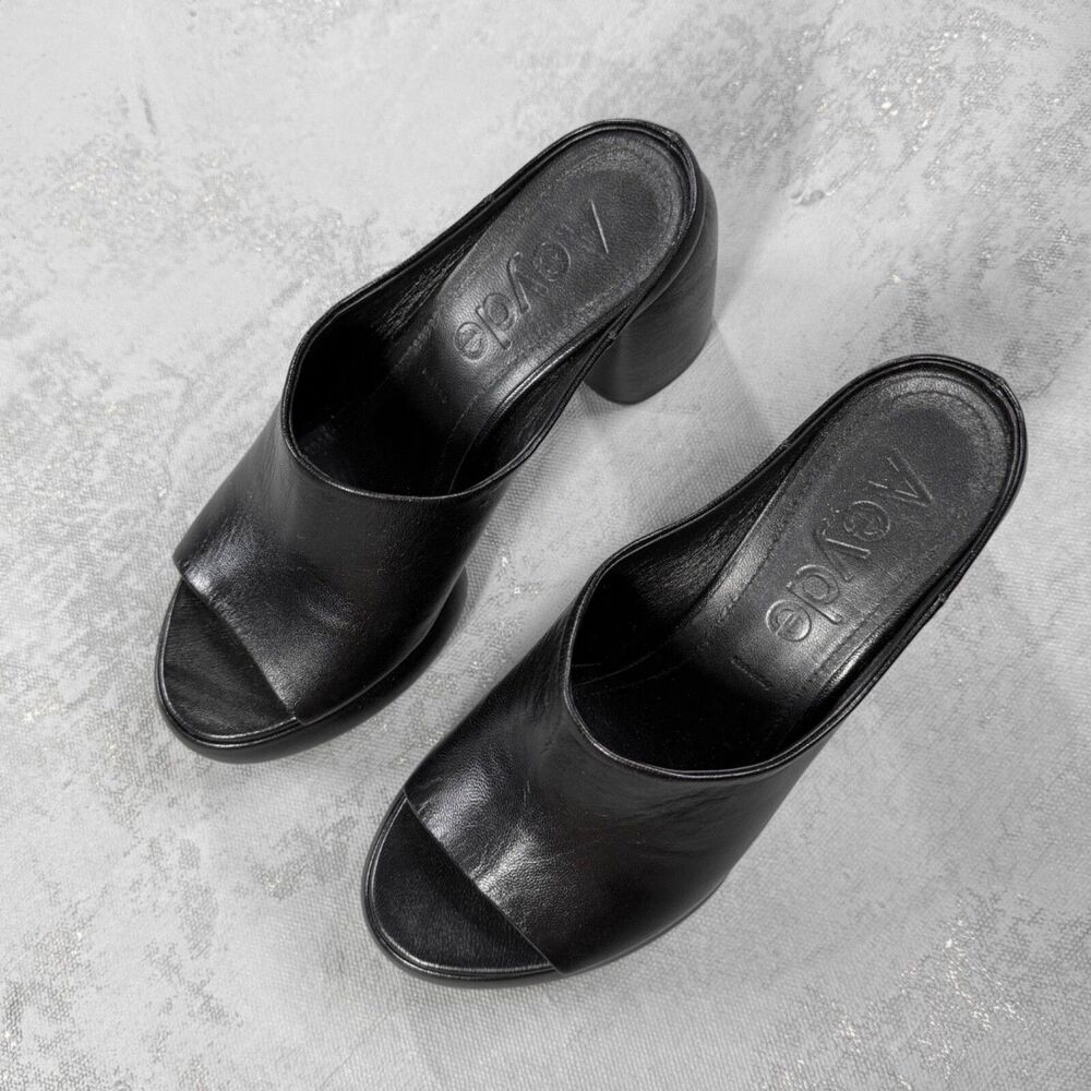 Aeyde Black Leather Platform Sandals Size EU 36, US 5 - Picture 3 of 8